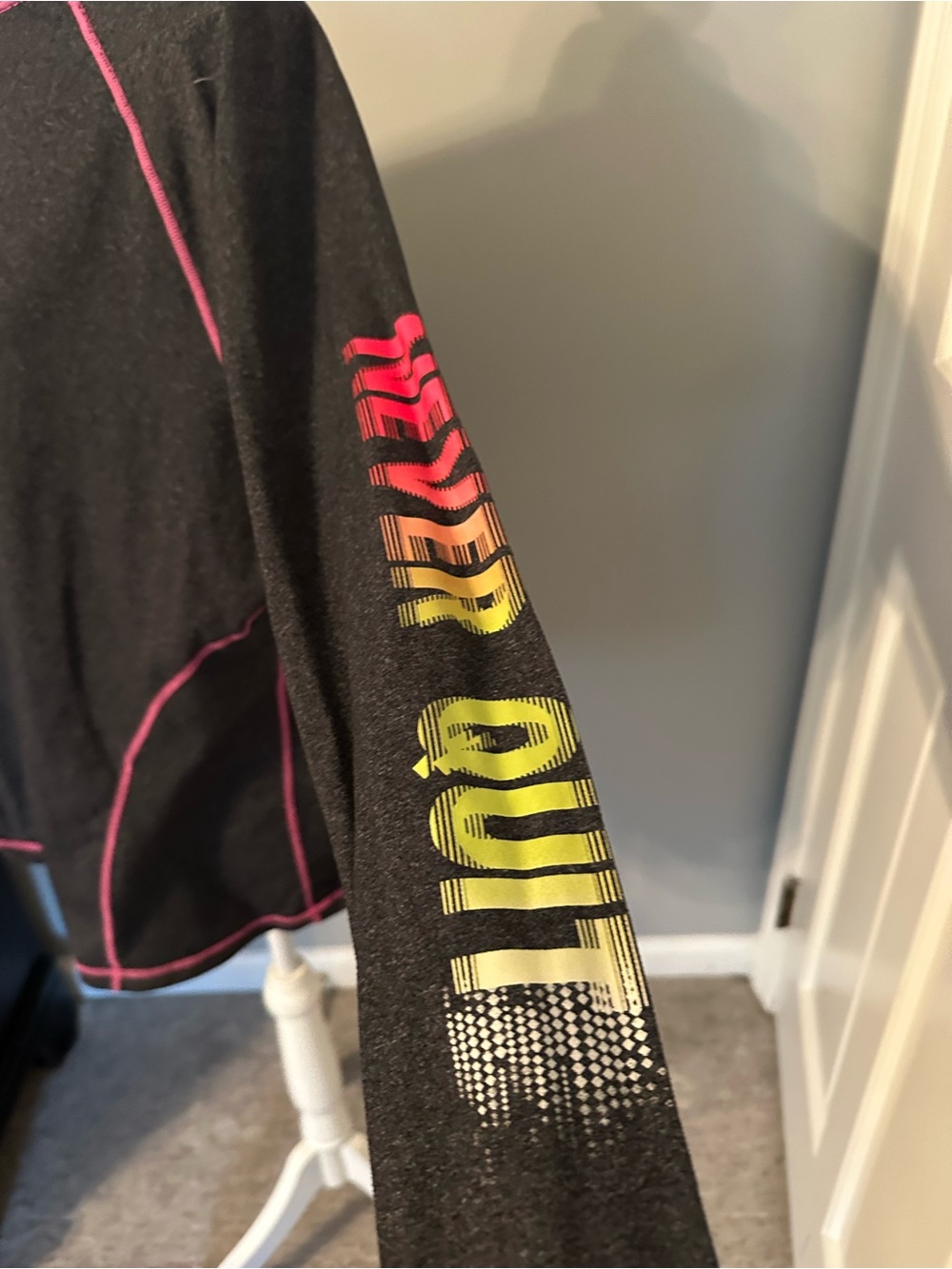 Ideology Black Long Sleeve Top with Pink Trim